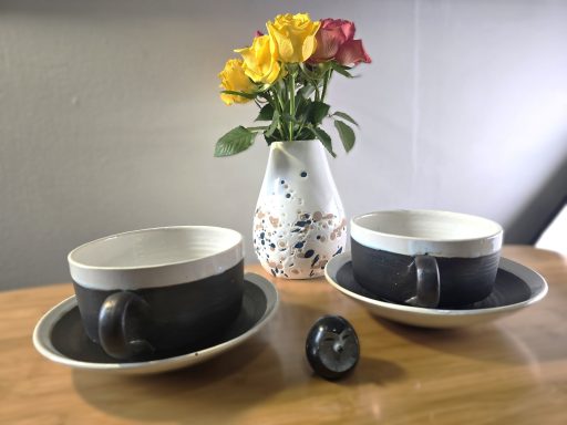 Briglin studio pottery large cup and saucer set 