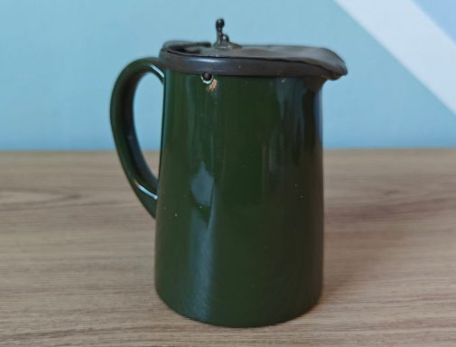Green enamel and pewter milk jug/creamer