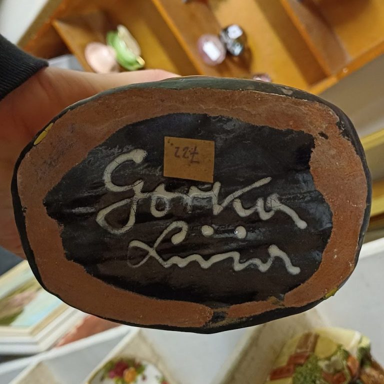 Gorka Livia 1950s art pottery vase base with signature