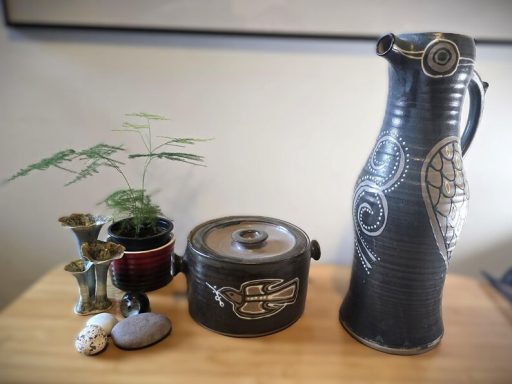 studio potters including ann wrightson owl jug and bird bowl