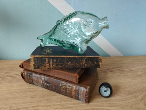 Vintage Italian Green Glass Fish Shaped Bottle